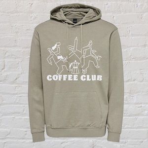 Only & Sons San Coffee Club Print Draw String Hoodie, plant conscious material
